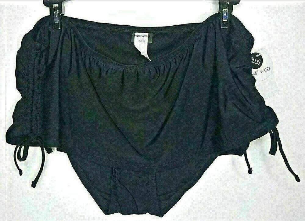 Hot Water Womens Swim Bottom Plus Size 3X Black High Waisted Skirtini NWT